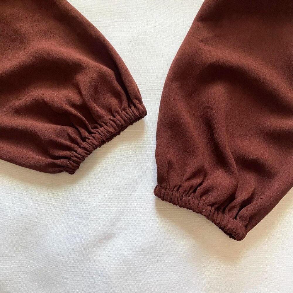 ARITZIA WILFRED DUREE OFF THE SHOULDER SHIFT DRESS IN BURGUNDY BROWN WINE - S - Picture 7 of 9